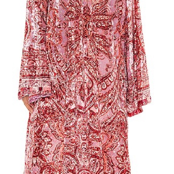 We the Free Enchanted Robe Free People Pink and Red Velvet Size XS - Picture 2 of 11